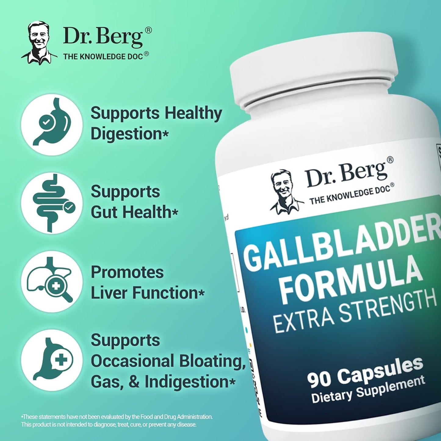 Dr. Berg Gallbladder Formula Extra Strength with Bile Salts, Enzymes, & Digestive Herbs - 45-Day Supply - 90 Capsules (3 Pack)