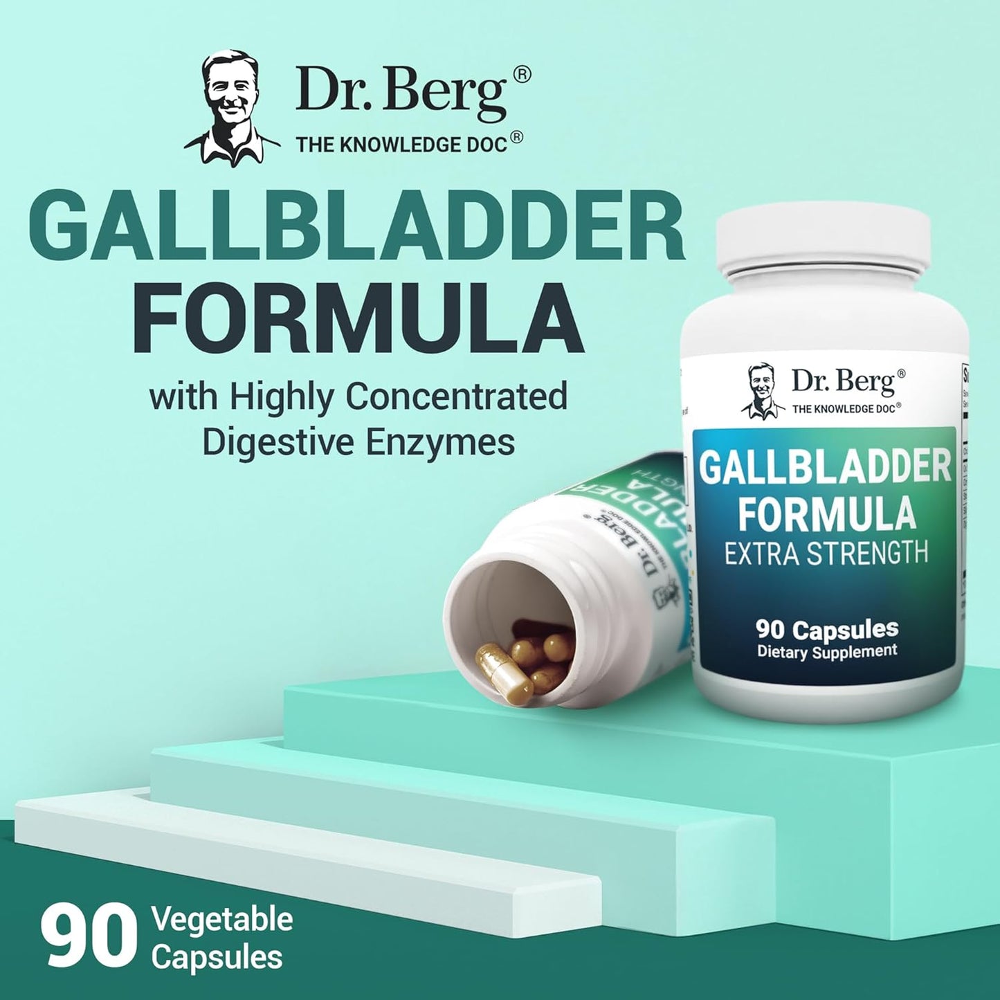 Dr. Berg Gallbladder Formula Extra Strength with Bile Salts, Enzymes, & Digestive Herbs - 45-Day Supply - 90 Capsules (3 Pack)