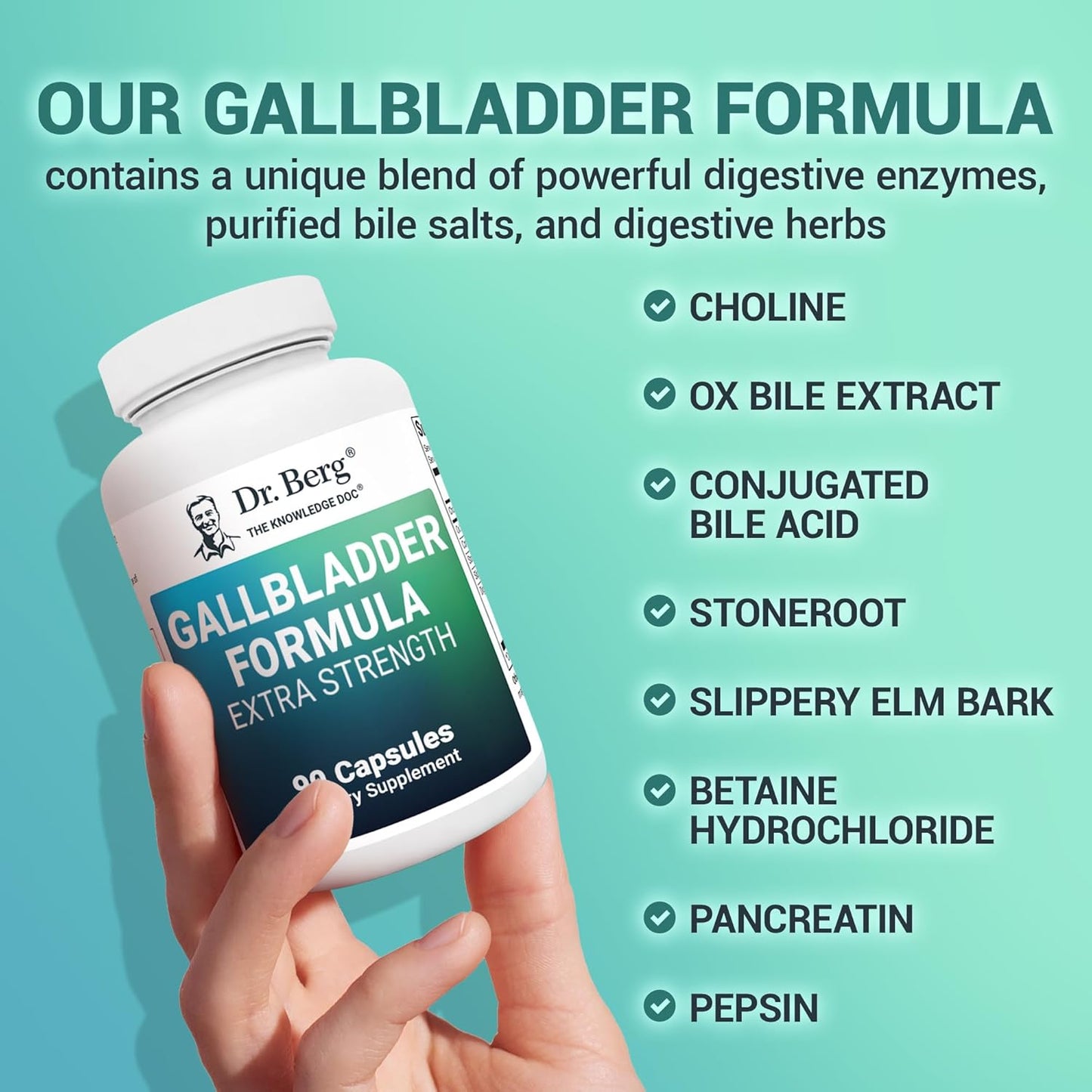 Dr. Berg Gallbladder Formula Extra Strength with Bile Salts, Enzymes, & Digestive Herbs - 45-Day Supply - 90 Capsules (3 Pack)