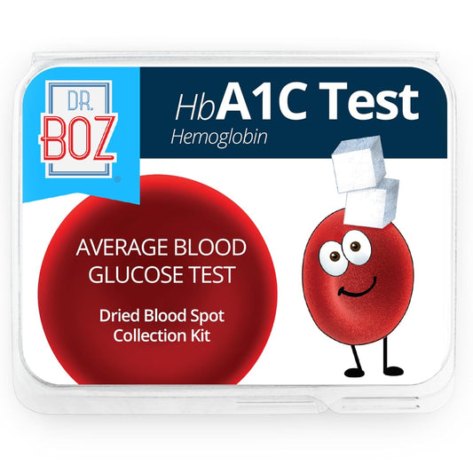 Dr. Boz Hemoglobin A1C Test Kit - Home Blood Collection for Sugar Levels - Includes Lancets, Bandages, Alcohol Wipes - USA Made - Diabetes Self Care & Monitoring