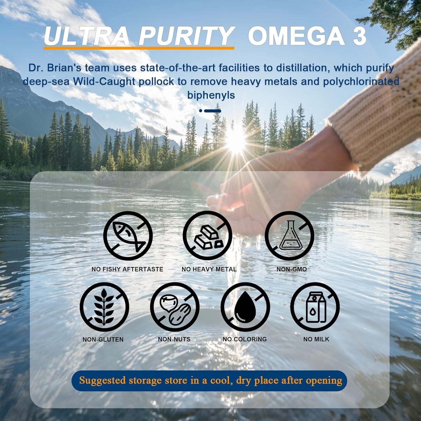 Dr. Brian Omega 3 Fish Oil Supplements - High Absorption rTG Omega 3 Wild Fish Oil - 1200mg with EPA, DHA, Fatty Acids, Triglyceride, Vitamin E - Lemon Flavor - 180 Softgels