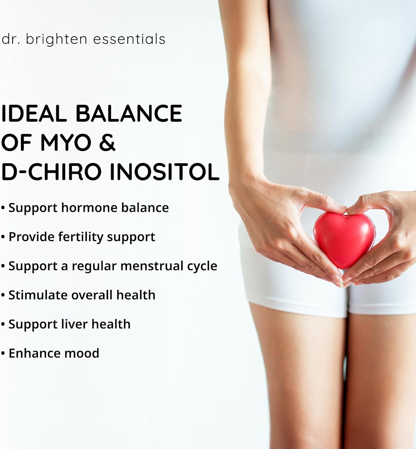 Dr. Brighten Myoinositol Plus - Doctor Formulated PCOS Support Supplement for Hormone Balance and Menstrual Health