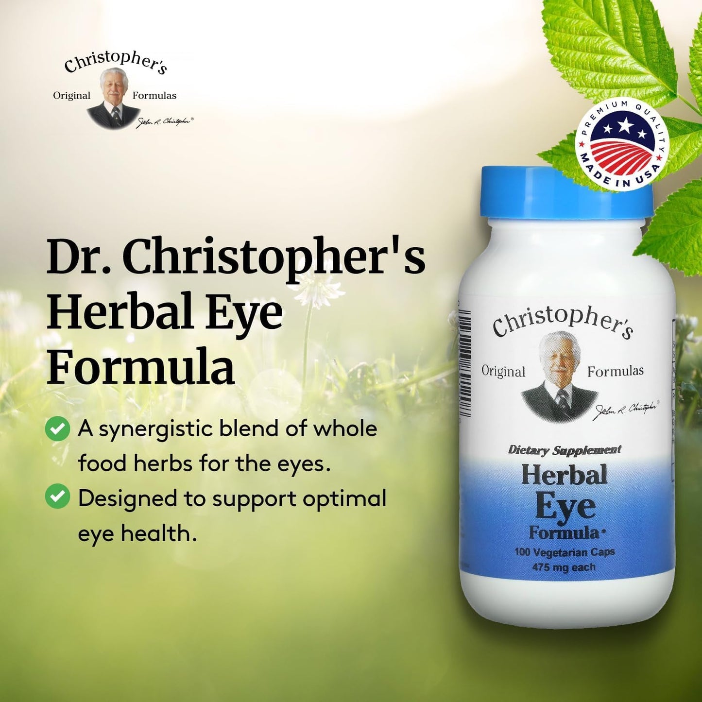 Dr. Christopher's Herbal Eye Formula - Natural Eye Support Supplement for Visual Acuity - Eye Vitamins for Healthy Sight Care