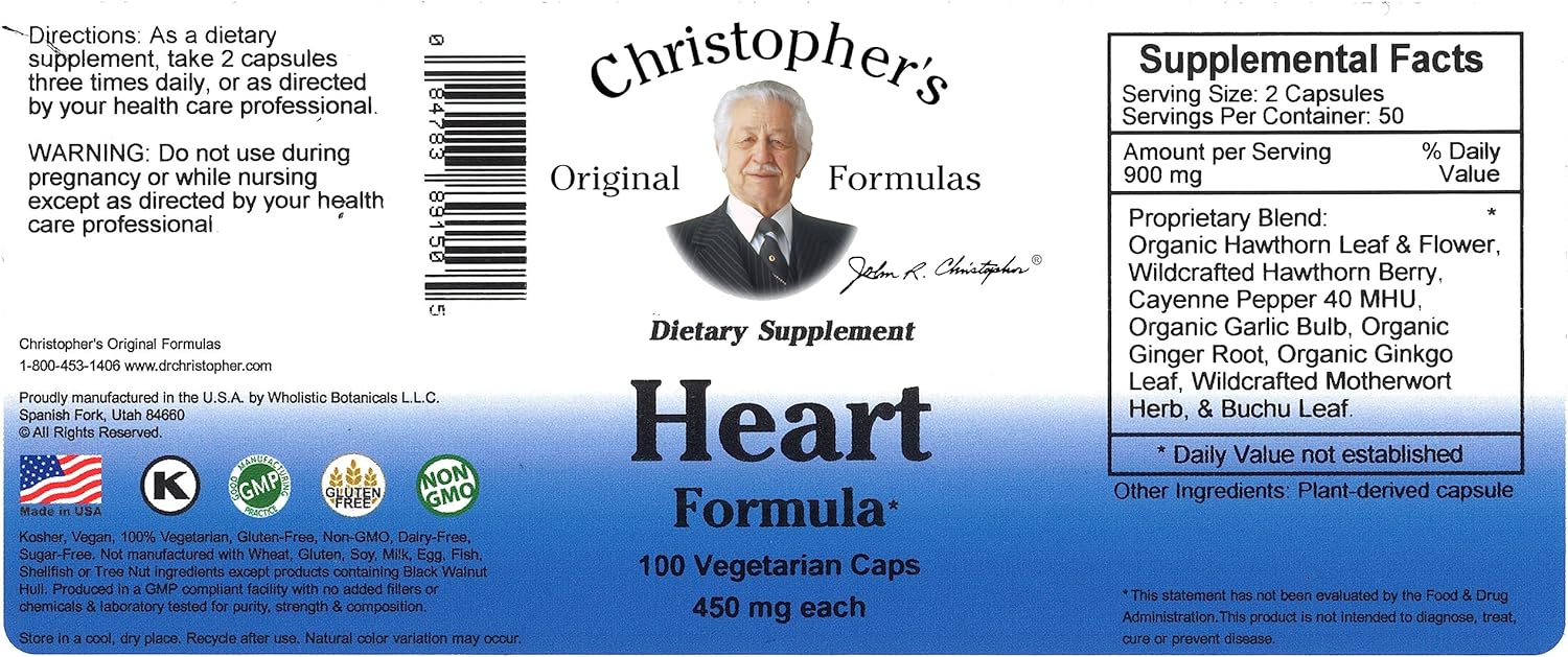 Dr. Christopher's Original Formulas Heart Formula Capsules - 100 Count - BoostGo Australia