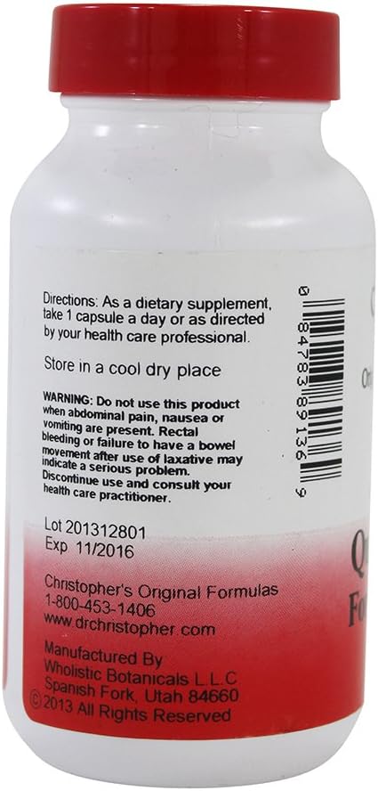 Dr. Christopher's Quick Colon Part 1 - Original Formulas - 100 Vegetarian Capsules - 475 mg