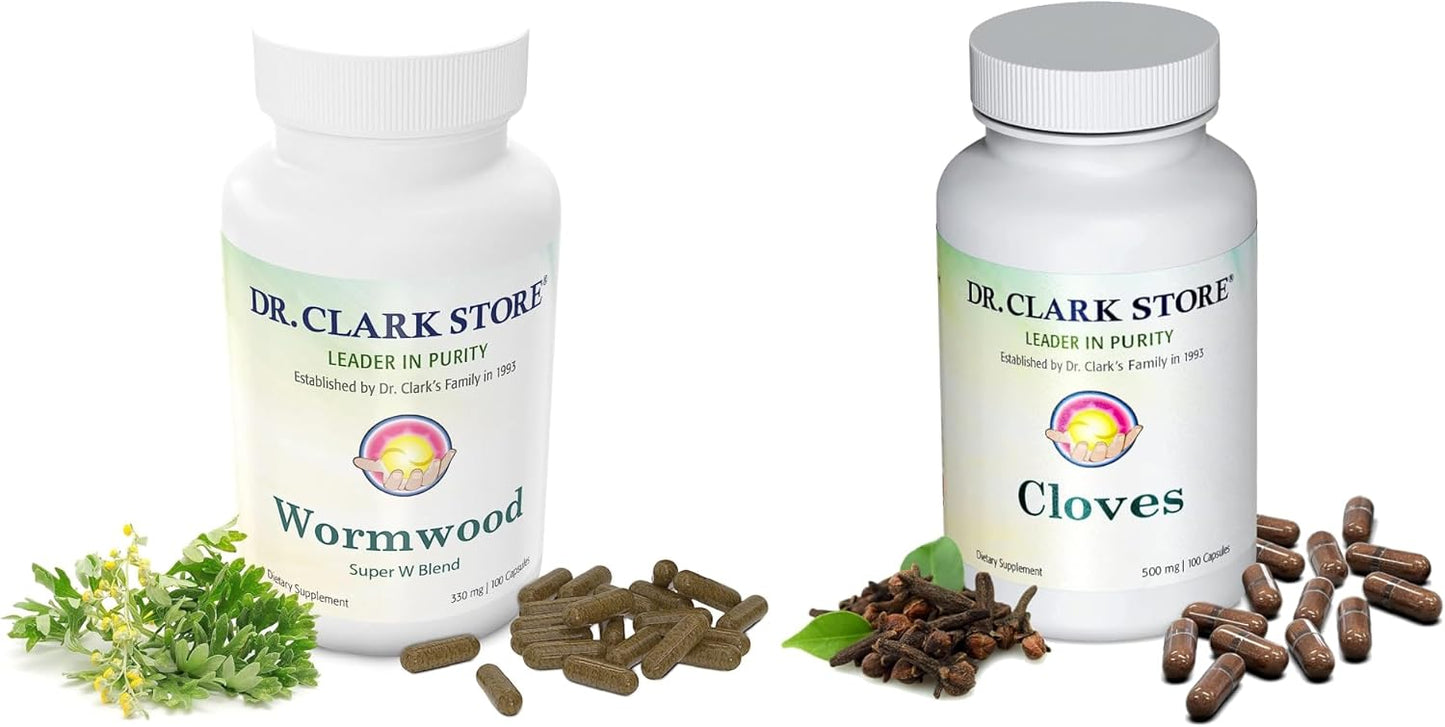 Dr Clark Store Cloves & Wormwood Supplement Bundle - 500mg & 330mg Gelatin Capsules