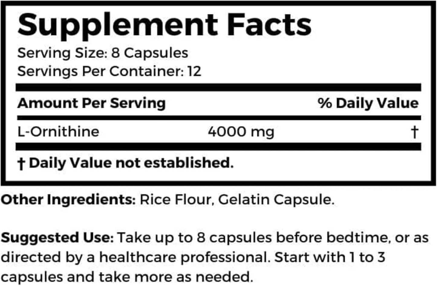 Dr Clark Store Ornithine Dietary Supplement - Gluten Free Sleep Aid, Promotes Protein Metabolism, Cleansing & Detox, 500mg, 100 Capsules