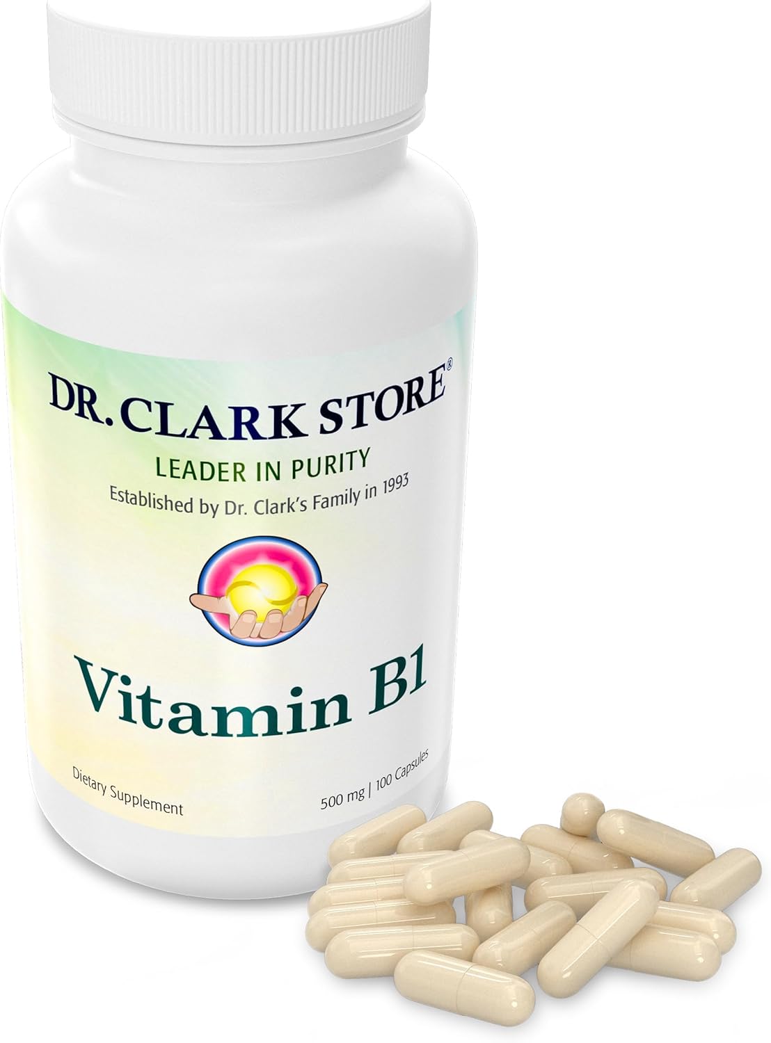 Dr. Clark Store Thiamine B1 Supplement 500mg - Supports Nervous System & Energy Metabolism - Gluten & Dairy Free - 100 Capsules x3 Pack