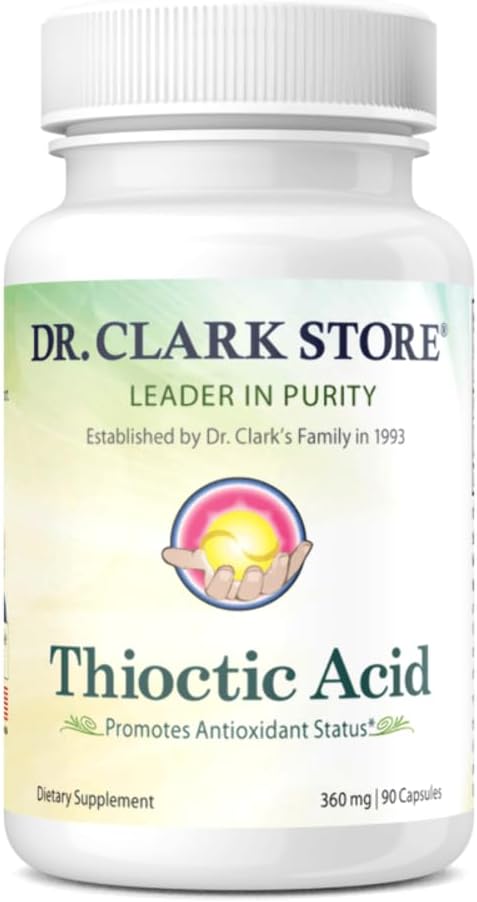 Dr. Clark Store Thioctic Acid 360mg Supplement - 90 Capsules for Liver Health & Antioxidant Support