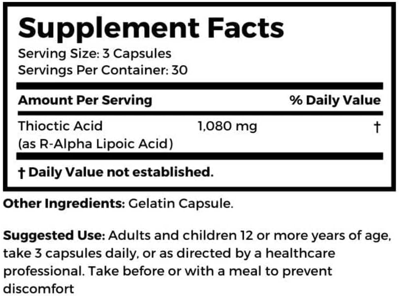 Dr. Clark Store Thioctic Acid 360mg Supplement - 90 Capsules for Liver Health & Antioxidant Support