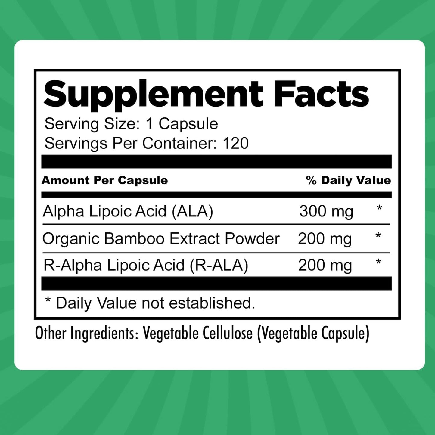 Dr. Danielle Alpha-Lipoic Acid Capsules - Neuropathy Support, Non-GMO, Gluten-Free & Vegan - Promotes Healthy Blood Sugar - 120 Veggie Capsules