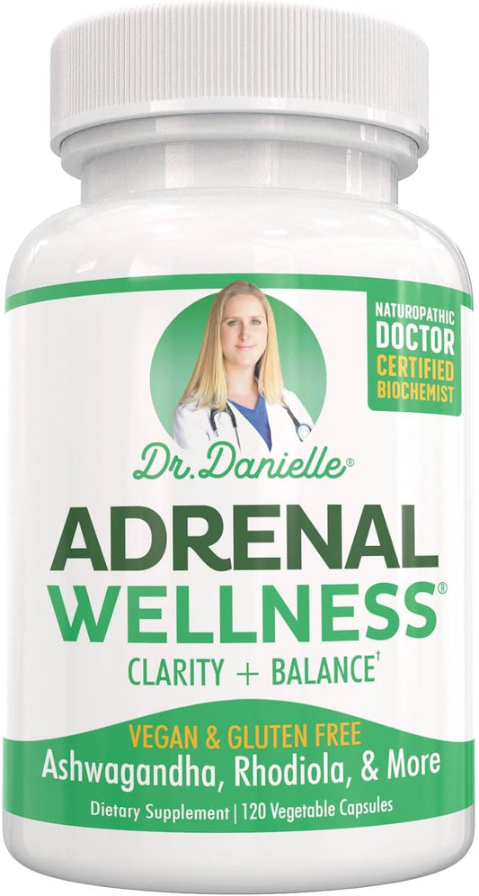 Dr. Danielle Organic Adrenal Wellness Supplement with Ashwagandha - Mind & Body Support, 120 Capsules