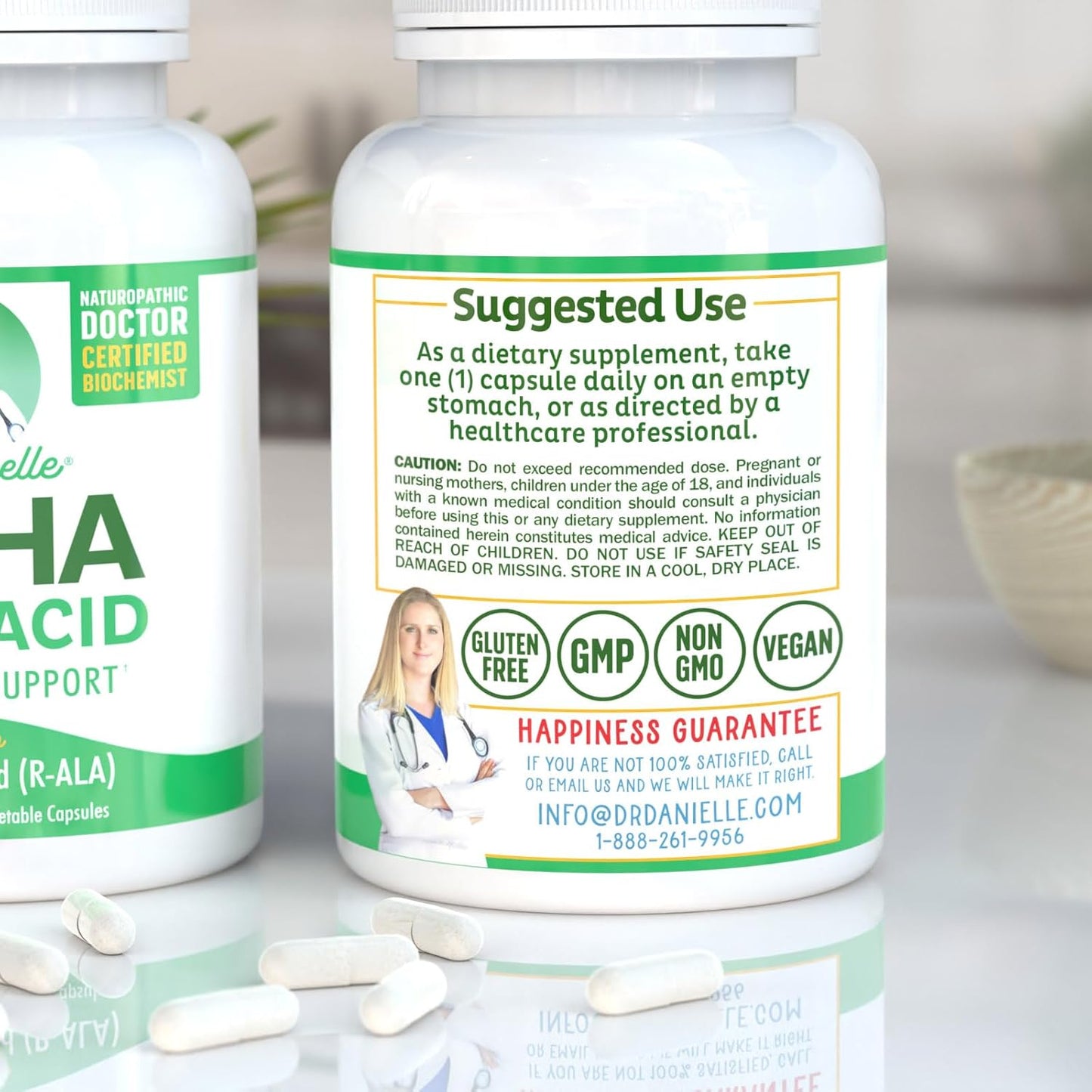 Dr. Danielle Organic Adrenal Wellness Supplement with Ashwagandha - Mind & Body Support, 120 Capsules