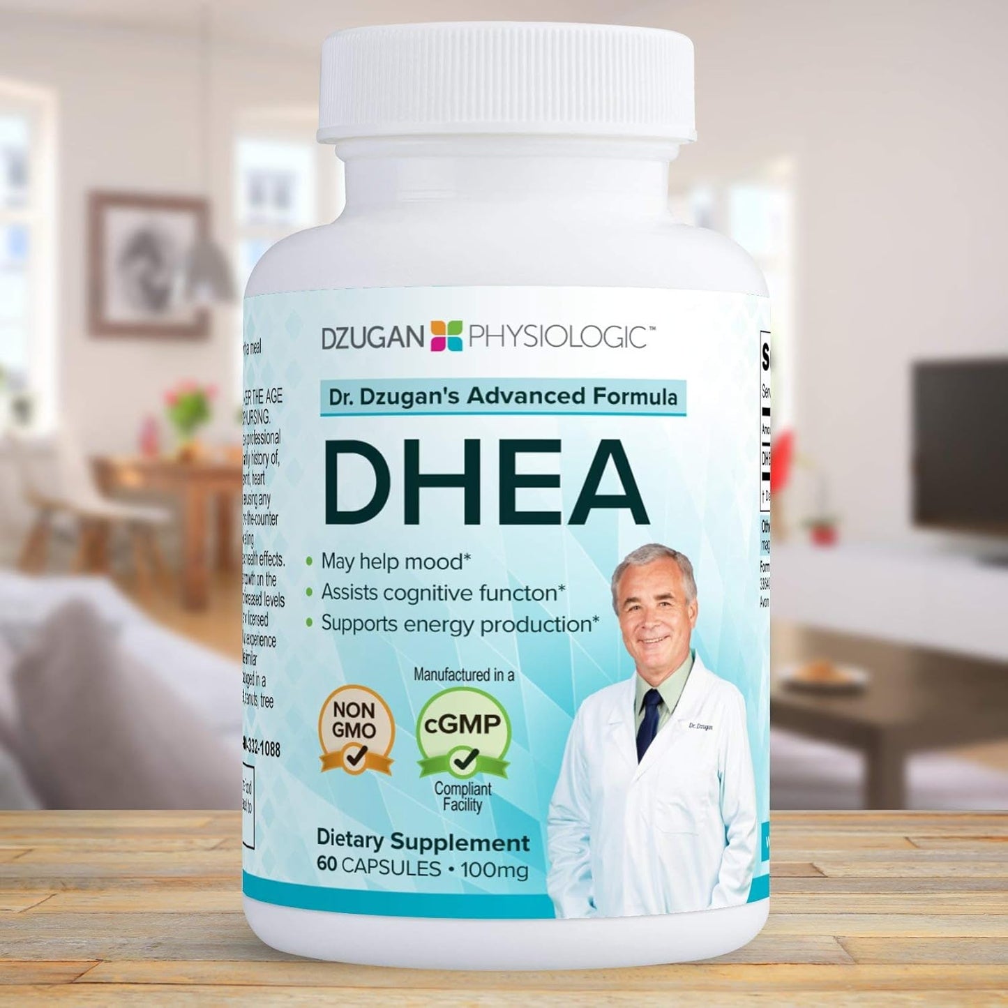 Dr. Dzugan's Advanced DHEA Formula 100mg Capsules for Energy, Mood, and Cognitive Function - Non GMO, GMP Certified