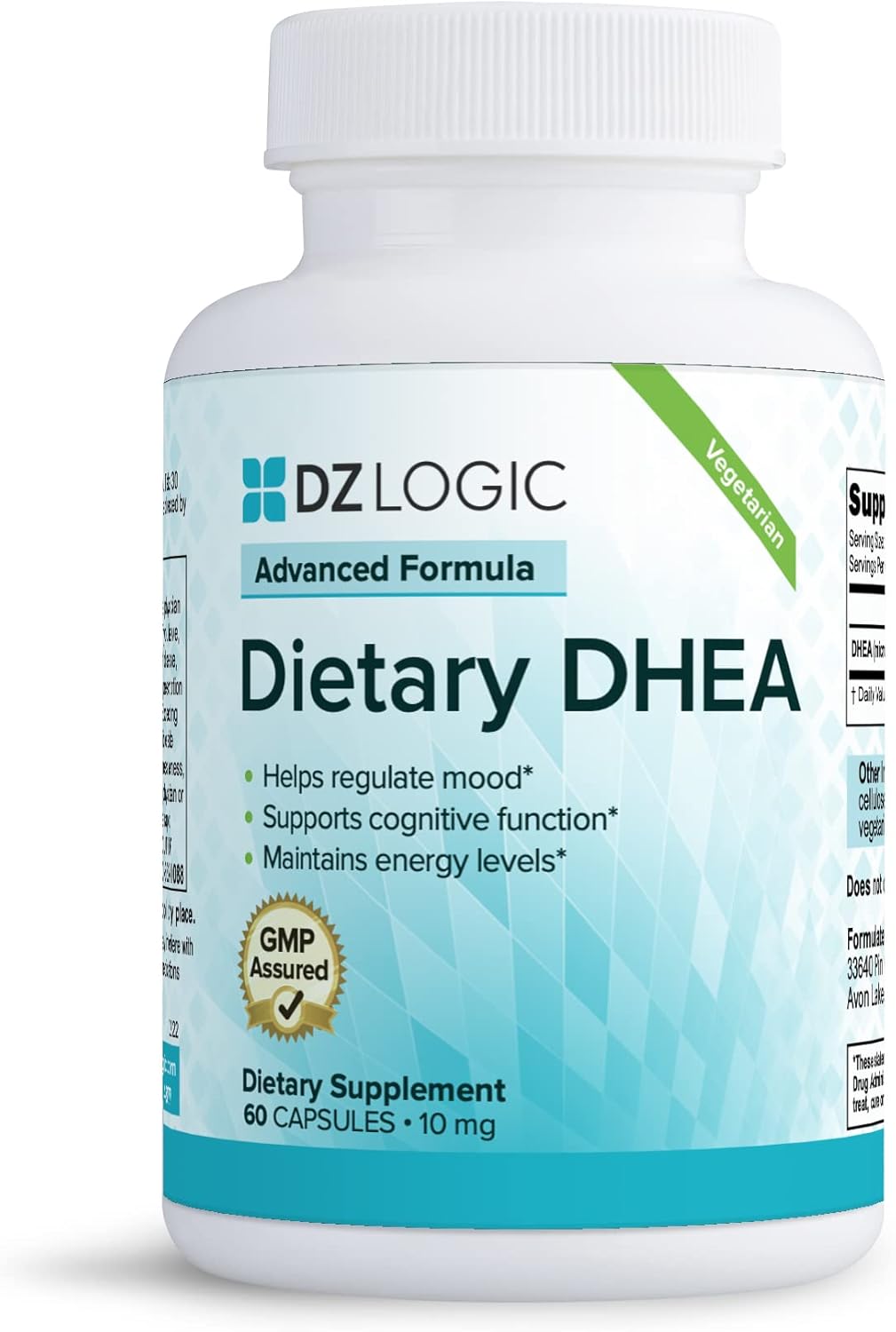Dr. Dzugan's Advanced DHEA Formula 10mg 60 Capsules - Gluten Free, GMP Certified for Energy, Mood, Cognitive Function
