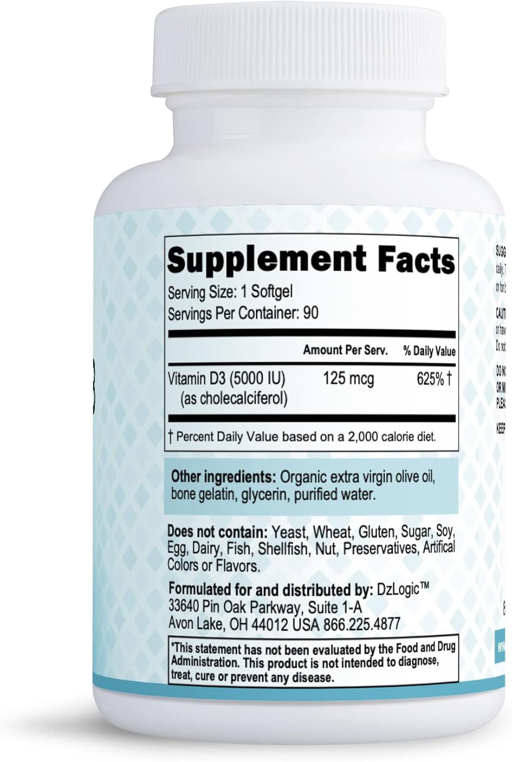 Dr. Dzugan's Advanced Vitamin D3 Formula Softgels - 5,000IU for Immune and Bone Health - Non-GMO, Gluten Free, GMP Certified - 90 Count