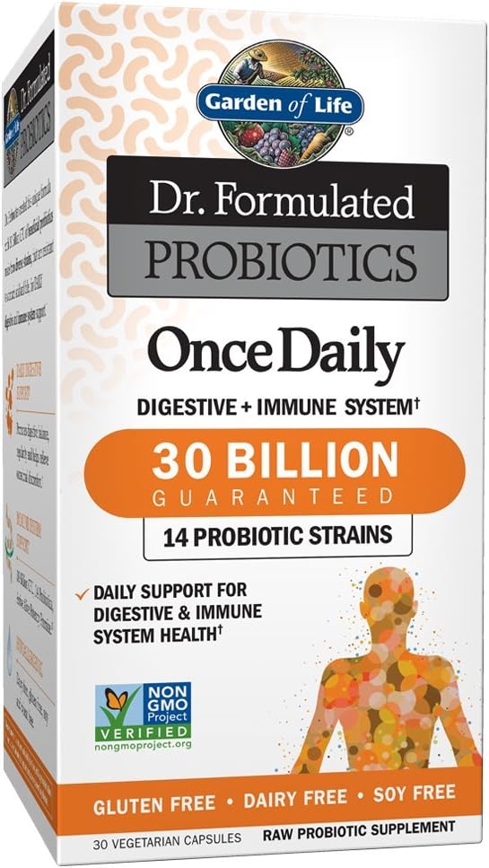 Dr. Formulated Probiotics Once Daily - 30 Vegetarian Capsules for Gut Health by Garden of Life