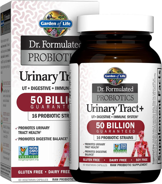 Dr. Formulated Probiotics Urinary Tract+ with Pacran Cranberry - Digestive Balance, UTI Support - 60 Vegetarian Capsules