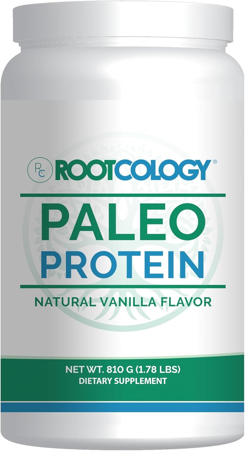 Dr. Izabella Wentz Rootcology Paleo Protein Powder - Hydrolyzed Beef Protein with MCT & Stevia - Dairy-Free, Soy-Free, Natural Vanilla Flavor - 885g - 30 Servings