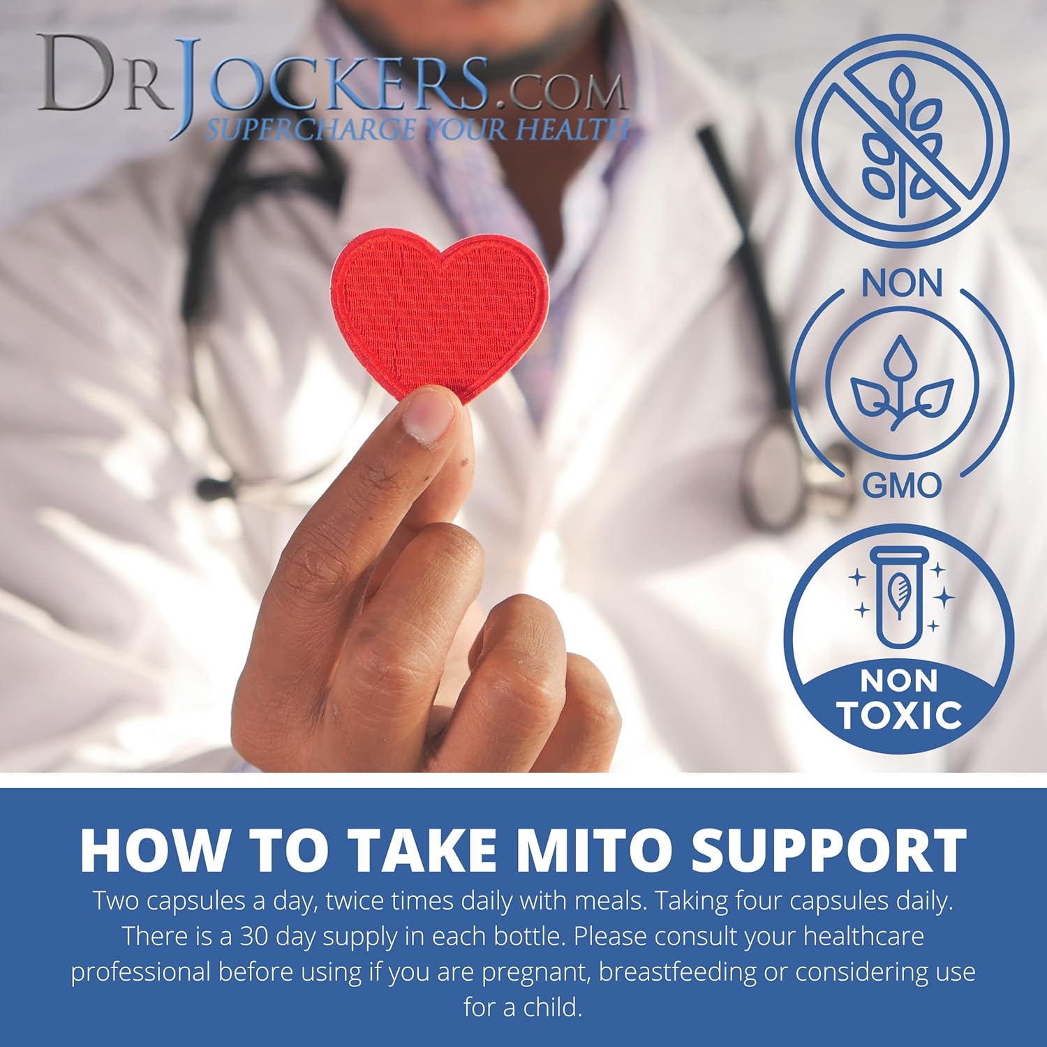 Dr. Jockers Mito Support: Energy Boost & Cognition with B Vitamins & Magnesium - Athletic Performance & Mitochondria Supplement