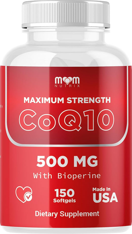 Dr. JOEL'S MOM Nutrix CoQ10 500mg Softgels with Bioperine for Cellular Energy Support - 150 Count - USA Made