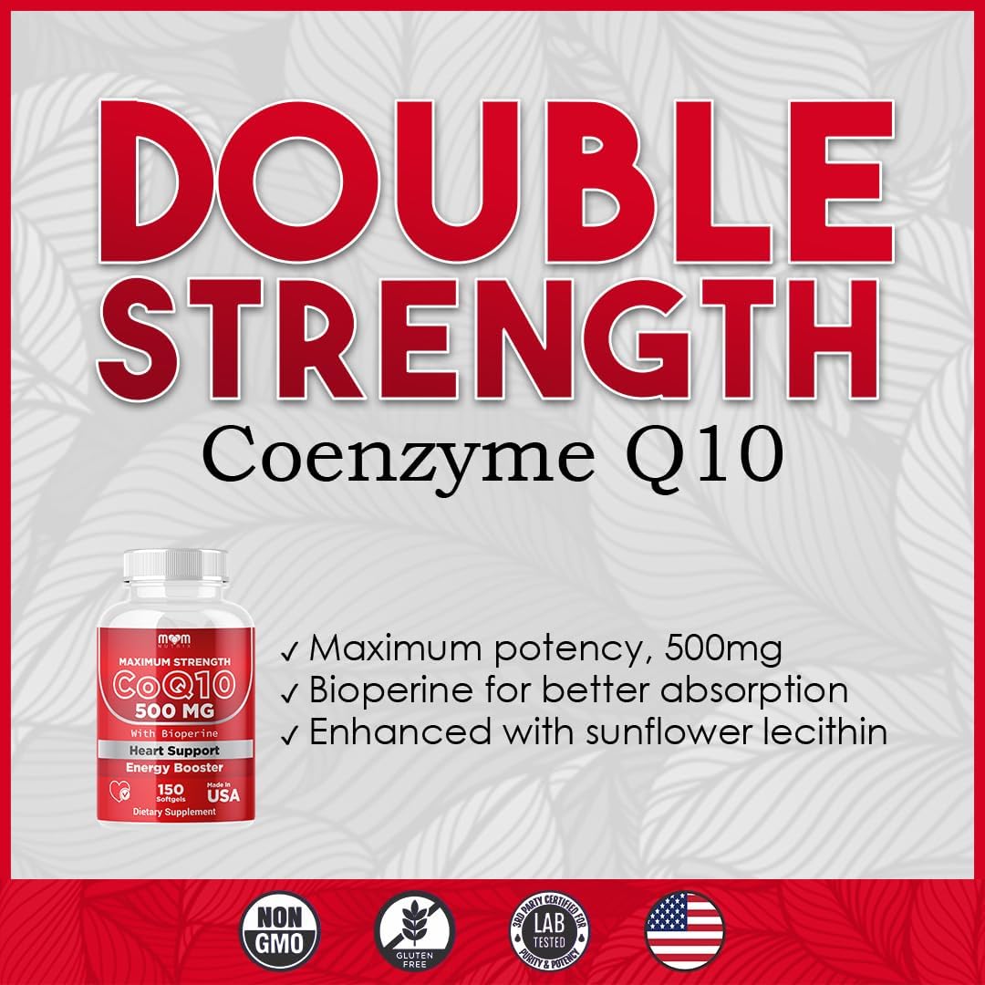 Dr. JOEL'S MOM Nutrix CoQ10 500mg Softgels with Bioperine for Cellular Energy Support - 150 Count - USA Made
