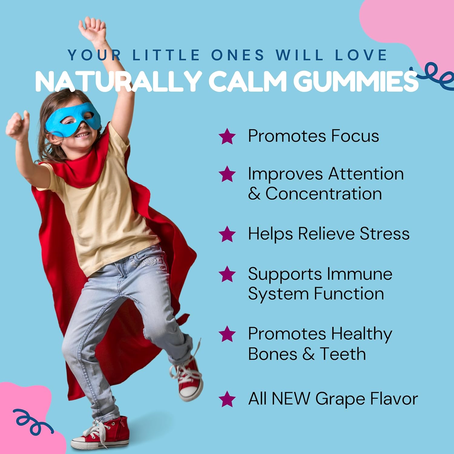 Dr. Klein's Calm Gummies for Kids with Chamomile, Linden & Magnesium - Sleep Aid Vitamins for Ages 5+ - Grape Sugar-Free Chews 30ct
