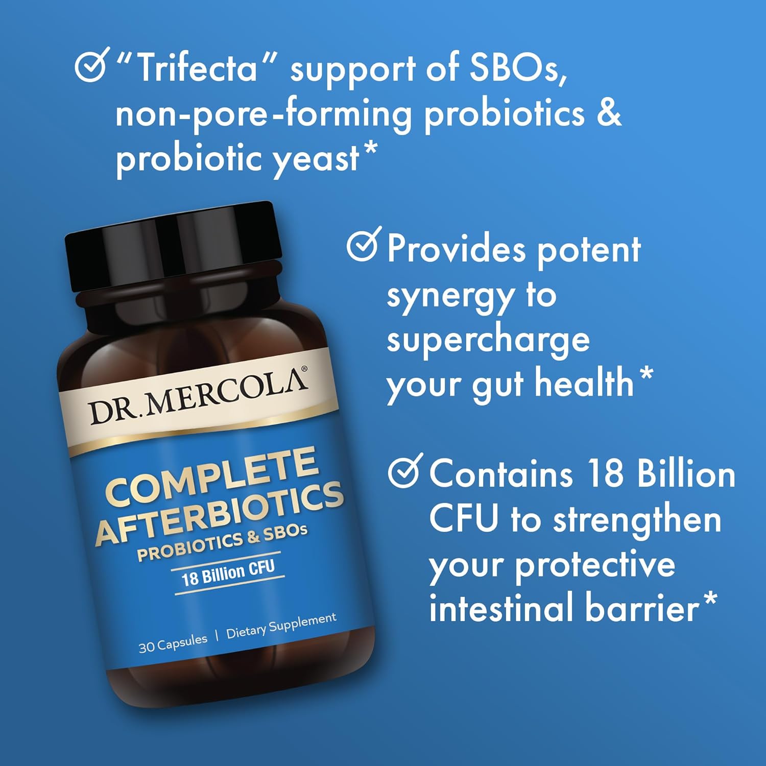 Dr. Mercola Afterbiotics: Probiotics and SBOs, 30 Servings, 18 Billion CFU, Digestive and Immune Support, Non-GMO - BoostGo Australia
