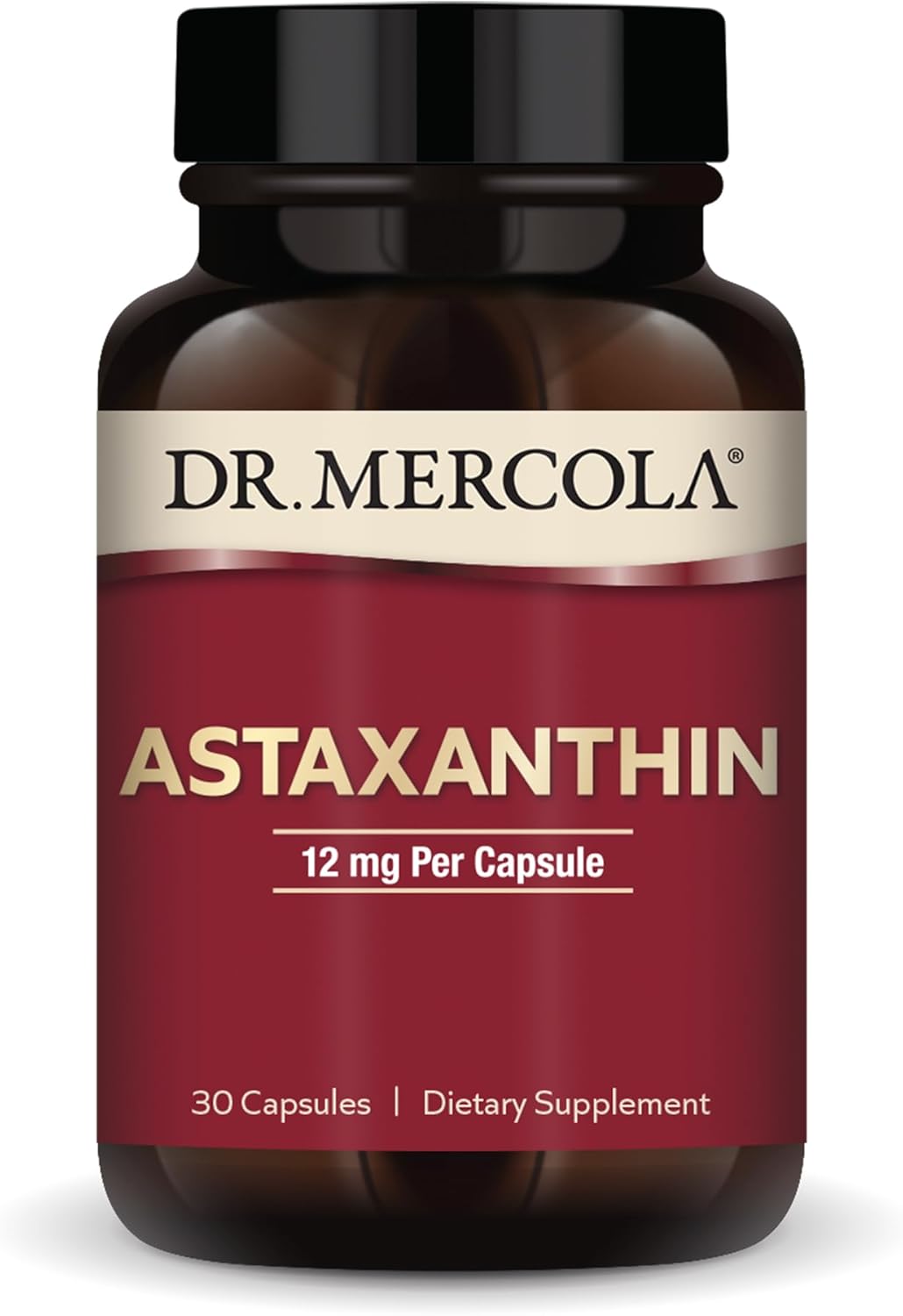 Dr. Mercola Astaxanthin 12mg, 30 Capsules, Non-GMO Antioxidant Dietary Supplement for Health