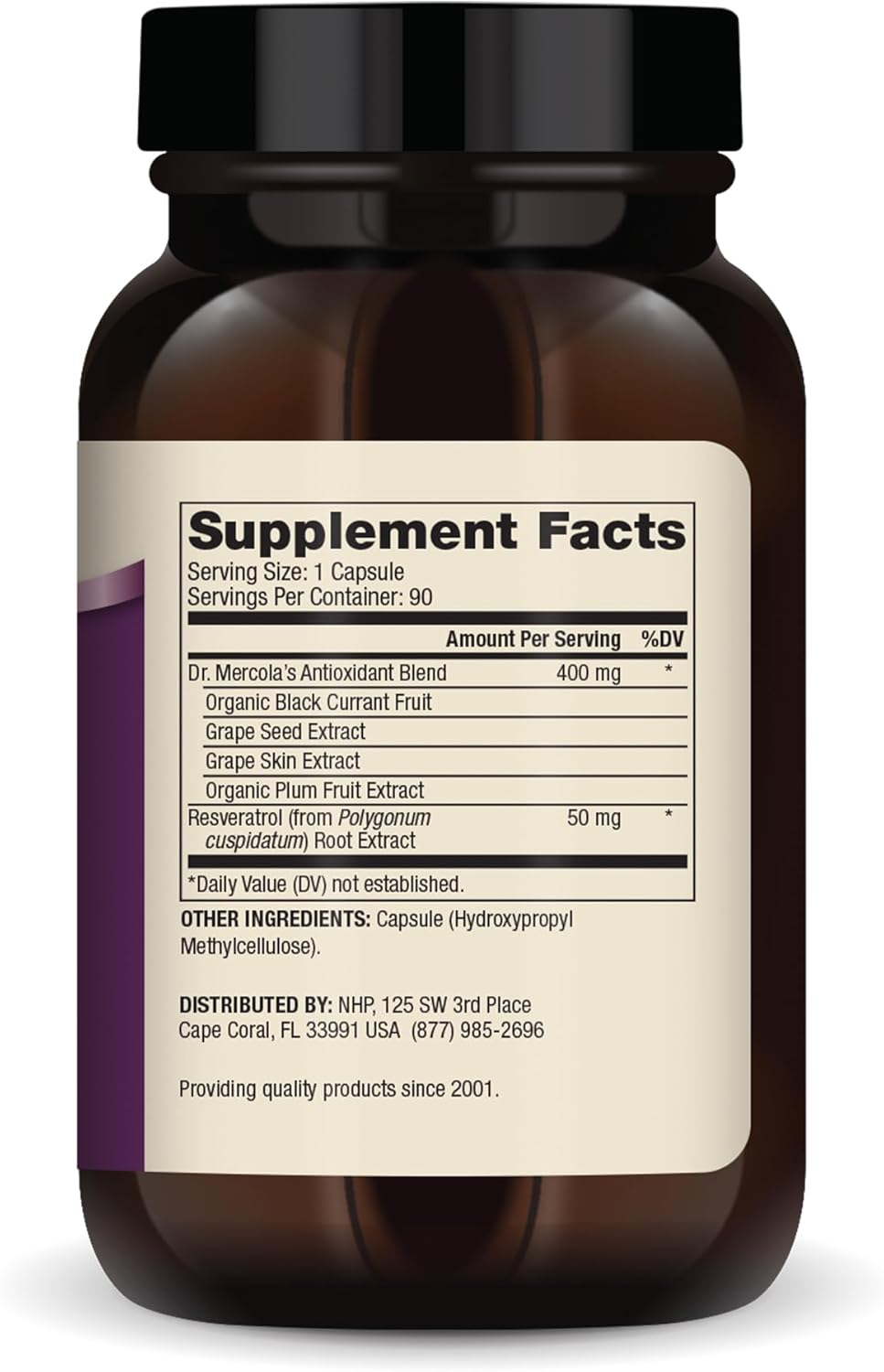 Dr. Mercola Purple Defense Dietary Supplement with Resveratrol - 90 Capsules for Brain Support