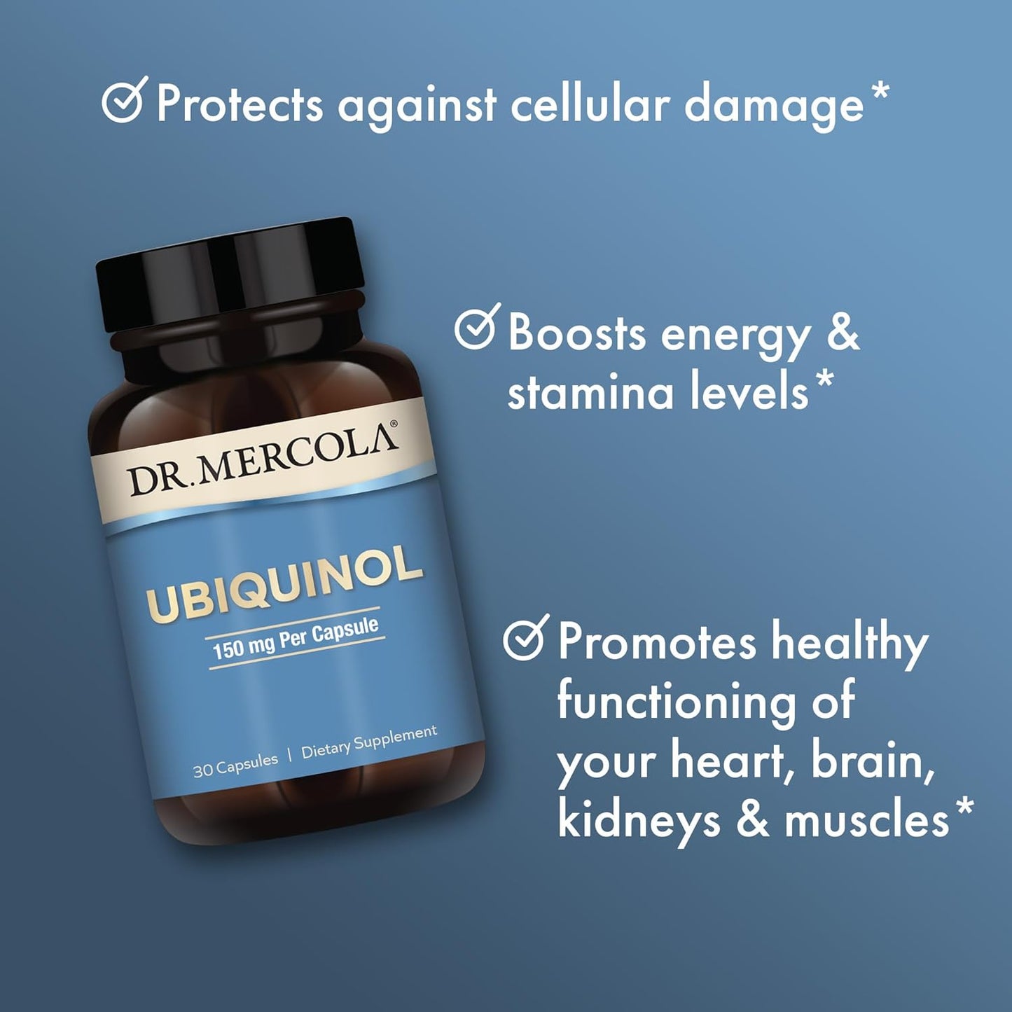 Dr. Mercola Ubiquinol 150 mg - 30 Capsules, Energy Support Supplement, Non-GMO, 30 Servings