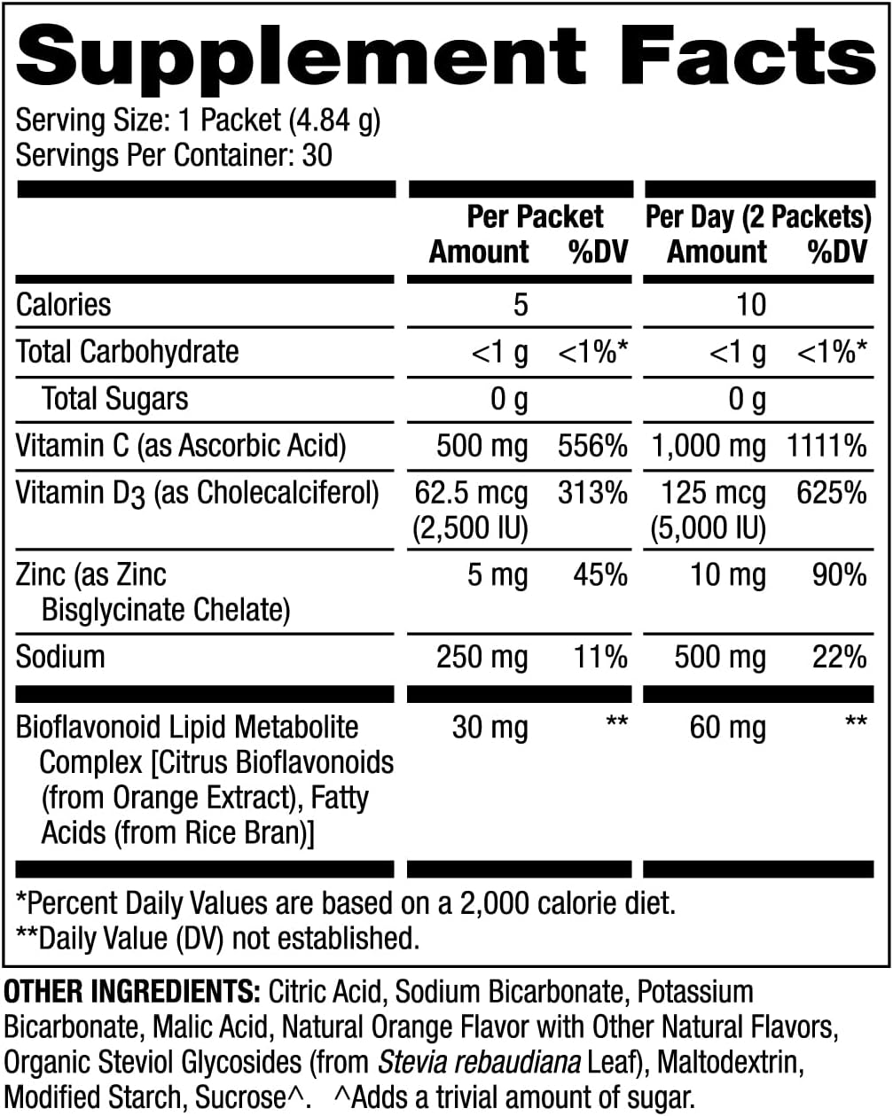 Dr. Mercola Vitamin C-PAK Fizzy Drink Mix - 30 Servings, 500mg Vitamin C with Zinc & Vitamin D3, Natural Orange Flavor - Immune Support Supplement