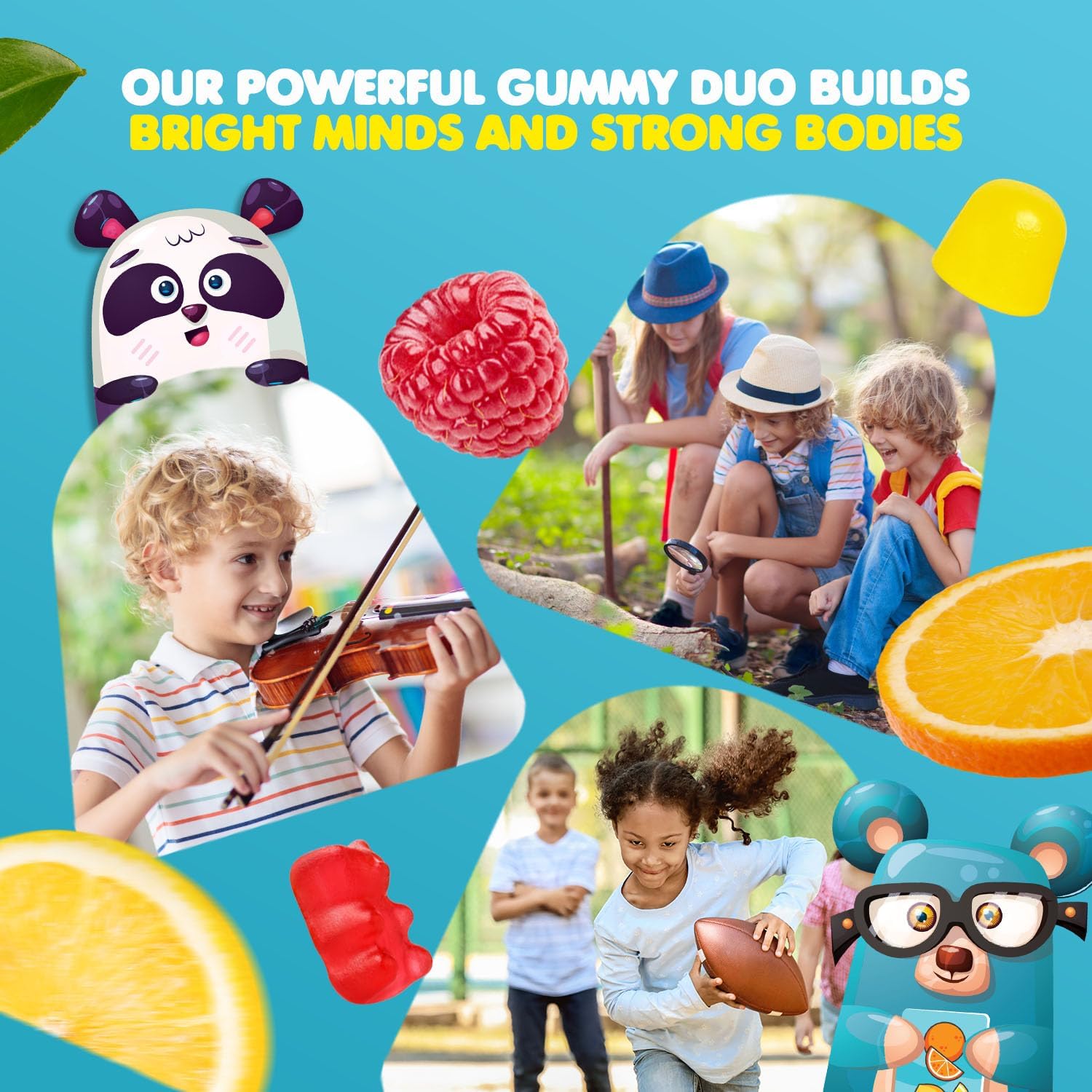 Dr. MORITZ Kids Magnesium and Omega 3 Gummies Bundle - 120 Count (2 Pack) with Low Sugar and Vegetarian Formula