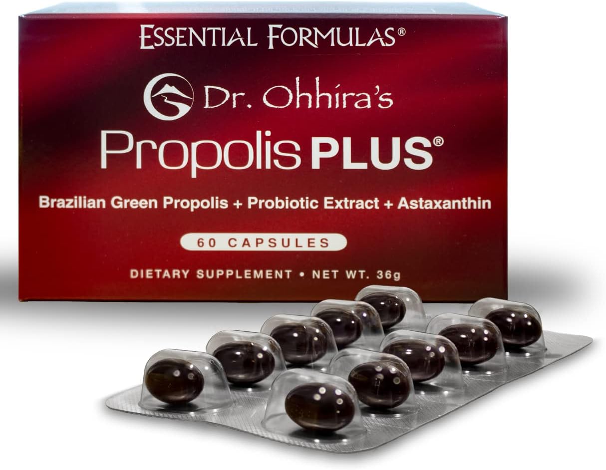 Dr. Ohhira's Propolis Plus Capsules: Brazilian Green Propolis, Probiotic Extract, Astaxanthin - 60 Count
