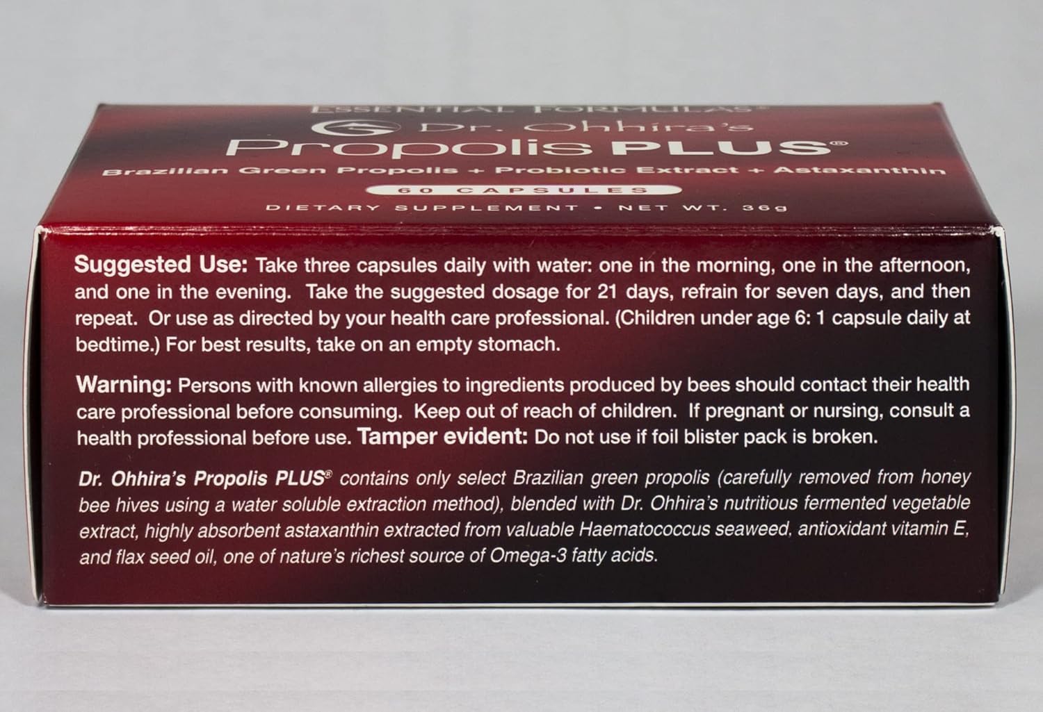Dr. Ohhira's Propolis Plus Capsules: Brazilian Green Propolis, Probiotic Extract, Astaxanthin - 60 Count