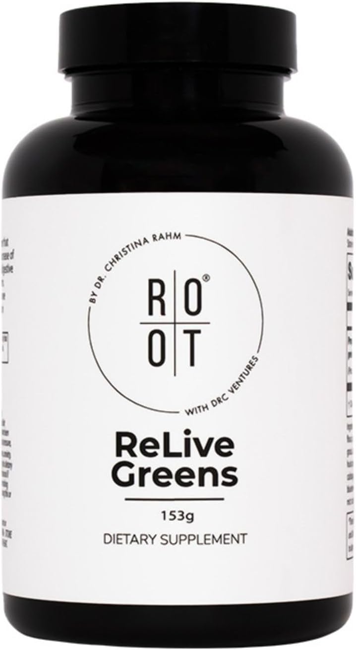 Dr. Rahm's THEROOTBRANDS Root Relive Greens: Superfood Powerhouse with Dark Leafy Greens, Fruits, and Fibers - 153g