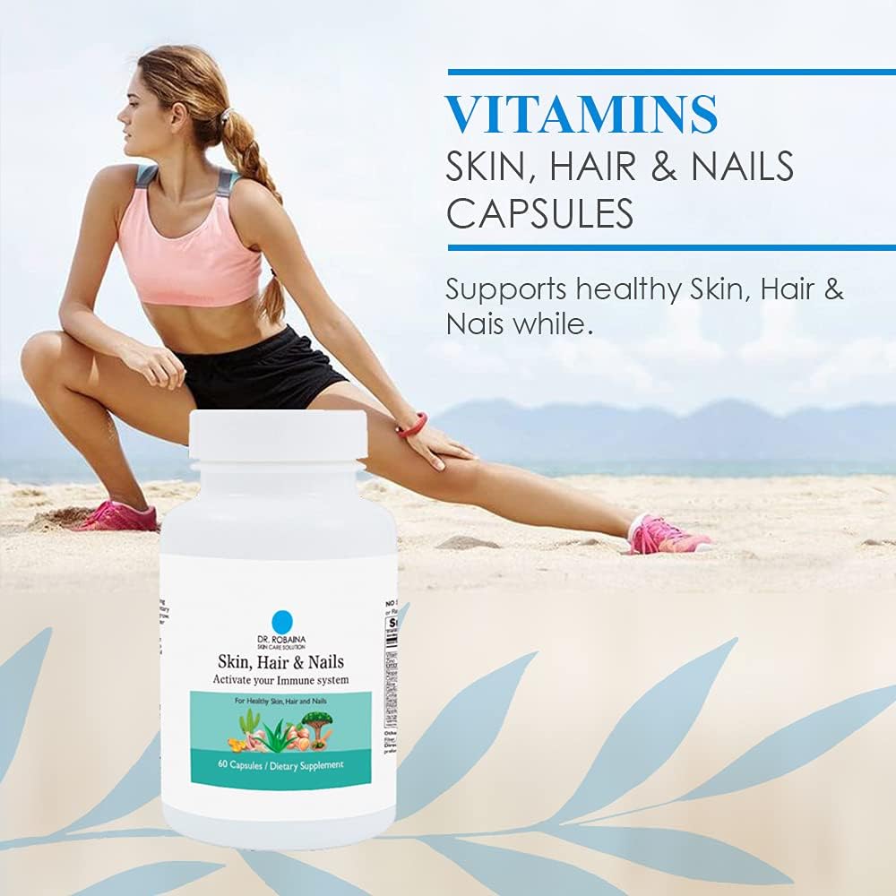 Dr. Robaina Skin, Hair & Nails Capsules - Immune Support Dietary Supplement - 60 Capsules
