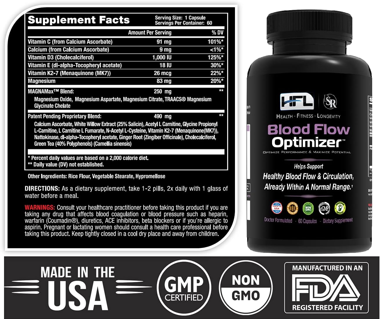 Dr. Sam Robbins HFL Blood Flow Optimizerโข | Support Healthy Blood Circulation, Arterial Strength & Vascular Function