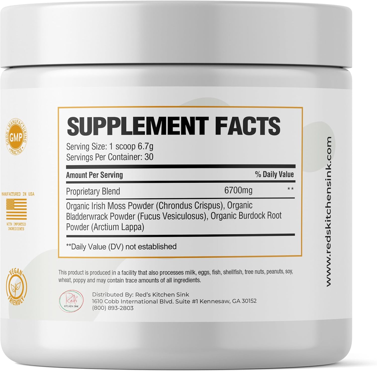 Dr. Sebi Inspired Red's Kitchen Sink Cell Fuel 102: Sea Moss Powder Herbal Blend with Organic Sea Moss, Bladderwrack & Burdock Root - 100% Natural (7oz)