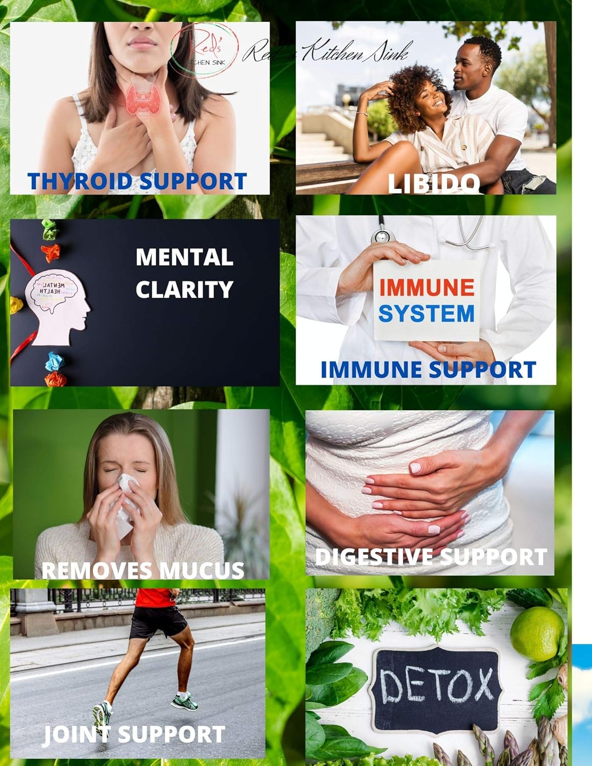 Dr. Sebi Inspired Red's Kitchen Sink Cell Fuel 102: Sea Moss Powder Herbal Blend with Organic Sea Moss, Bladderwrack & Burdock Root - 100% Natural (7oz)