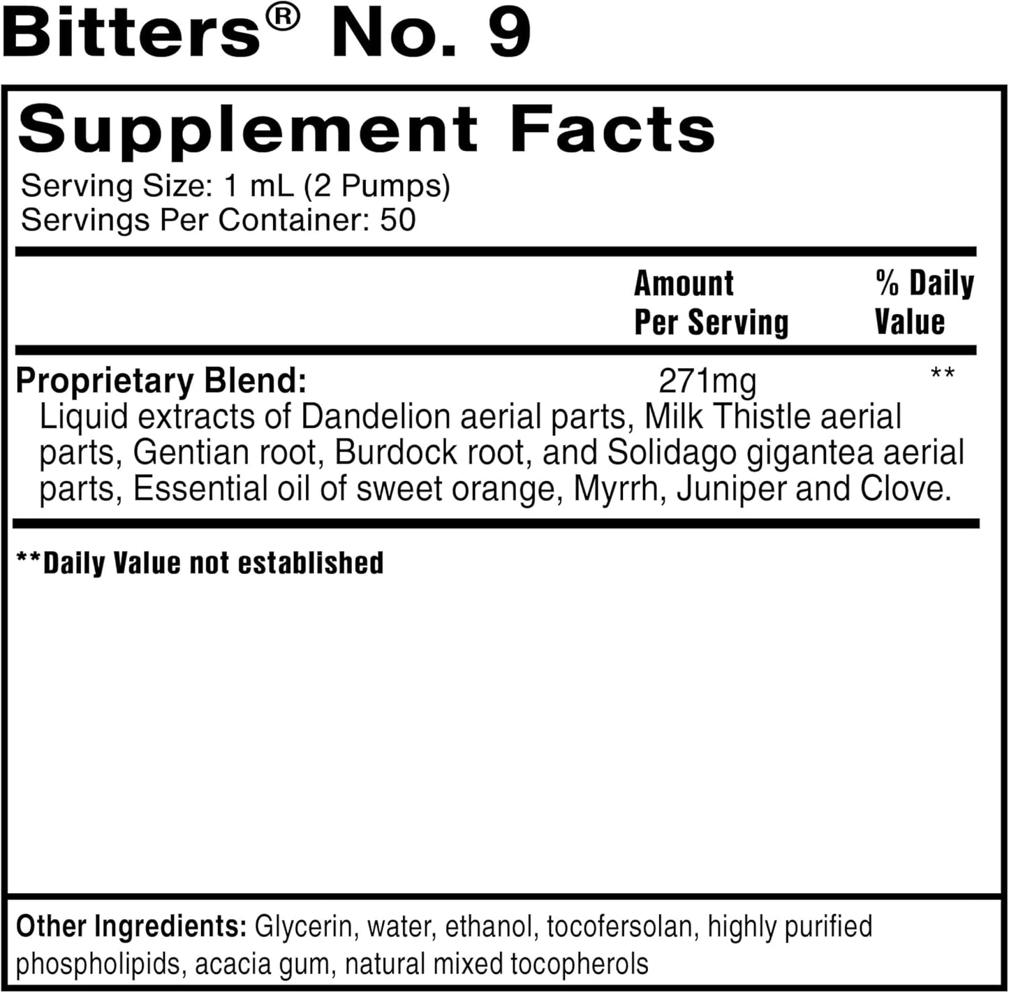 Dr. Shade's Bitters No. 9 by Quicksilver Scientific - Liposomal Digestive Bitters for Fast Digestion - Supports Digestive Health with Milk Thistle, Burdock Root, and Juniper Essential Oil - 50ml
