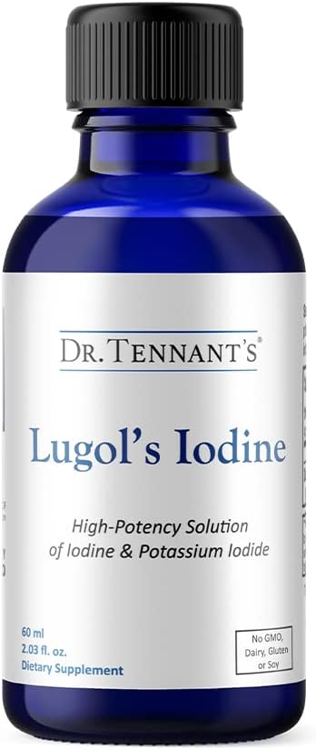 Dr. Tennant's Liquid Iodine with Lugol's Iodine & Potassium Iodide - 2 Fl Oz - Supports Deficiency, Hypothyroidism, Breast Health
