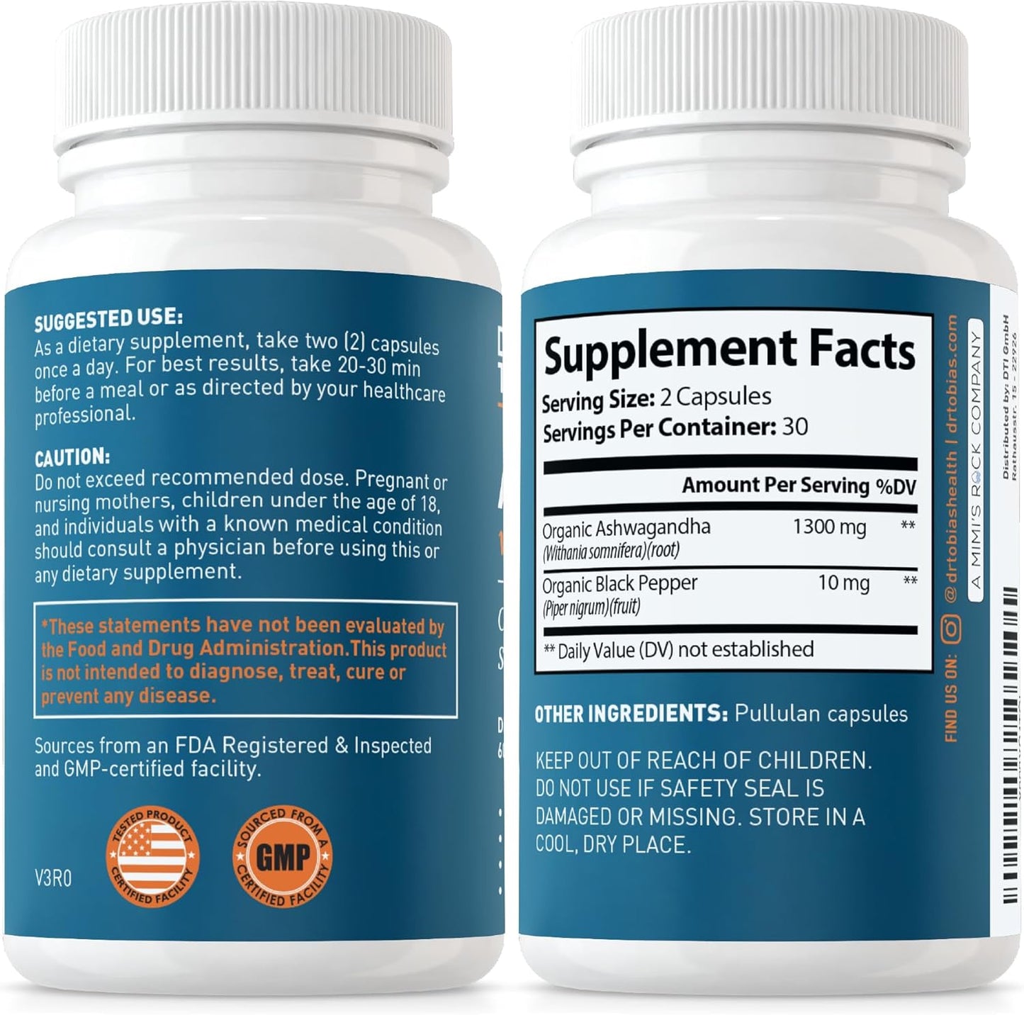 Dr. Tobias Colon Health and Ashwagandha Capsules Bundle for Digestive Wellness & Energy Support, Vegan & Non-GMO