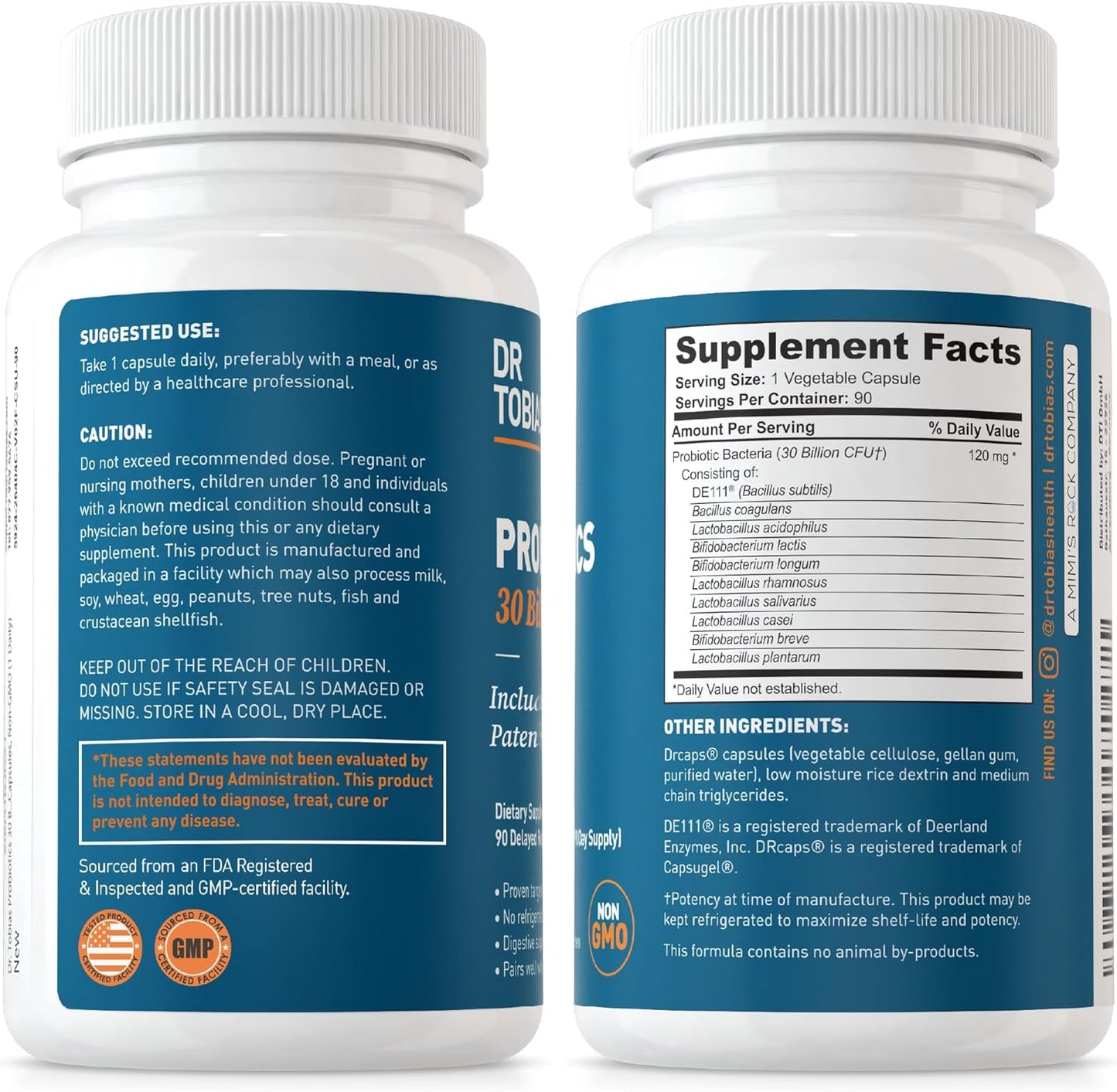 Dr. Tobias Omega 3 Fish Oil and Probiotics - High Potency Omega 3 Fatty Acids with 30 Billion Probiotics, Non-GMO Formula