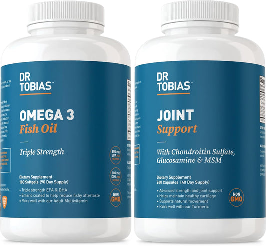 Dr. Tobias Omega 3 Fish Oil & Joint Support Supplement - Promotes Heart, Brain, and Immune Function, Non-GMO, Joint Comfort
