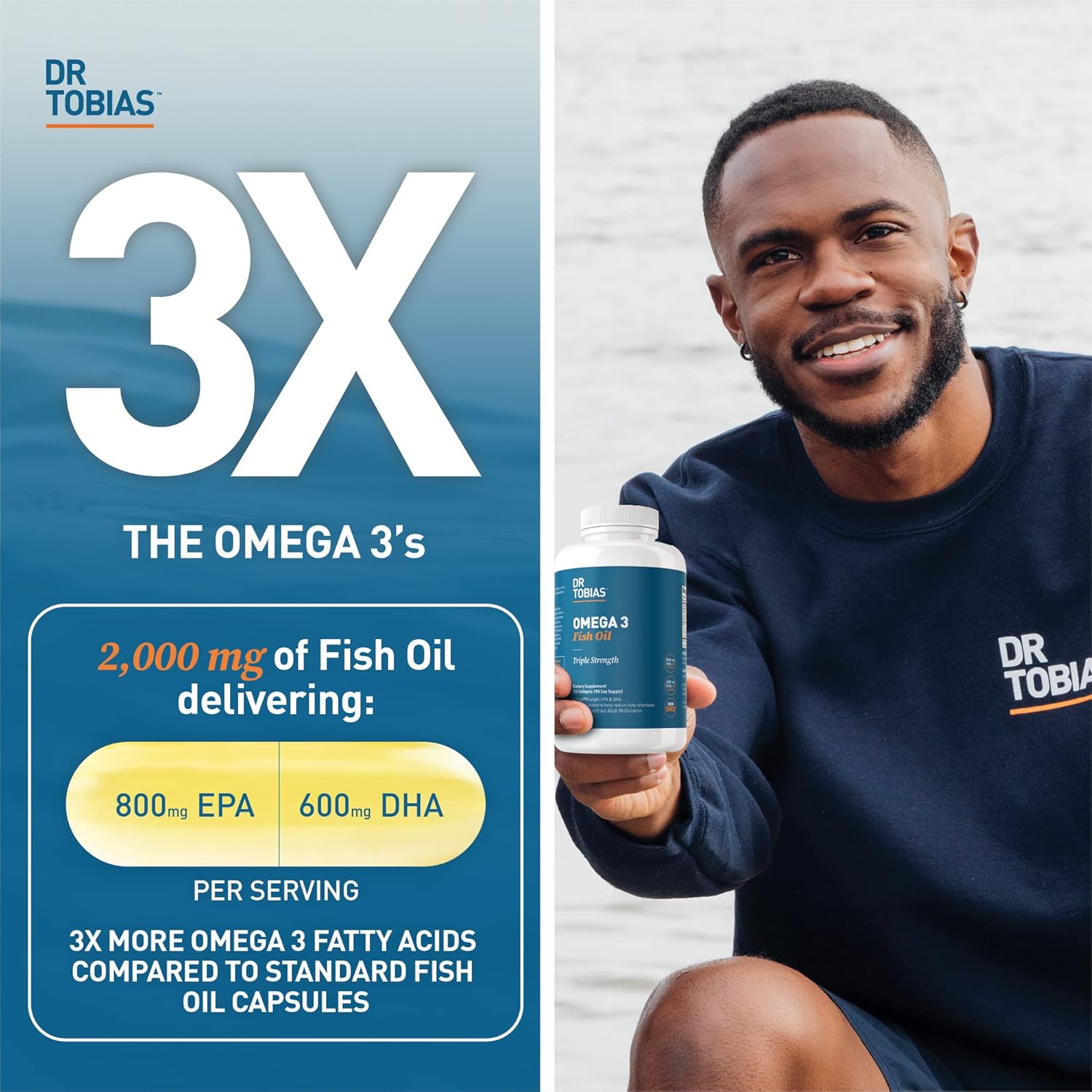 Dr. Tobias Probiotics 30 Billion and Omega 3 Fish Oil - Digestive & Health Support