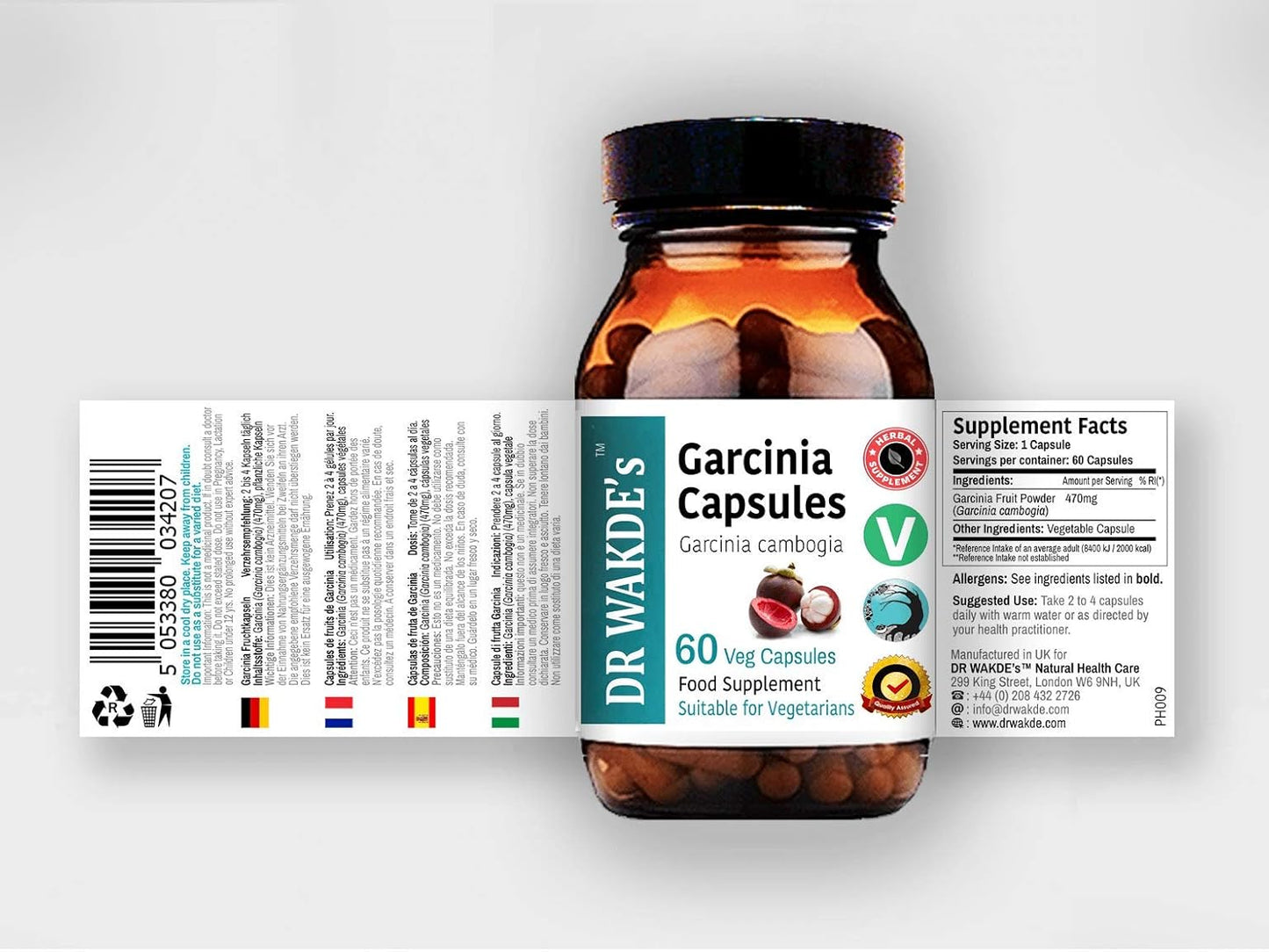 DR WAKDE'S Garcinia Cambogia Fruit Capsules - 60 Veg Caps, Plant-Based Ayurvedic Supplement, All Natural Vegan Formula by Natural Health Care London