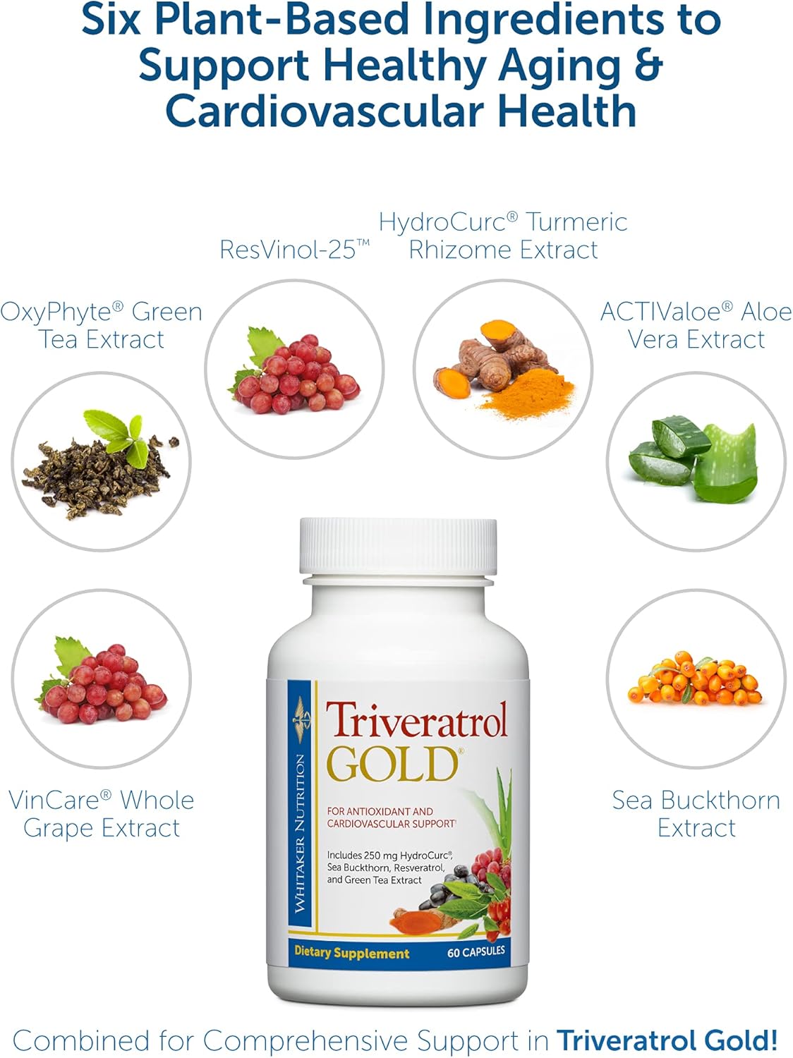 Dr. Whitaker Triveratrol Gold Supplement for Healthy Aging with Resveratrol & Antioxidants - 60 Capsules