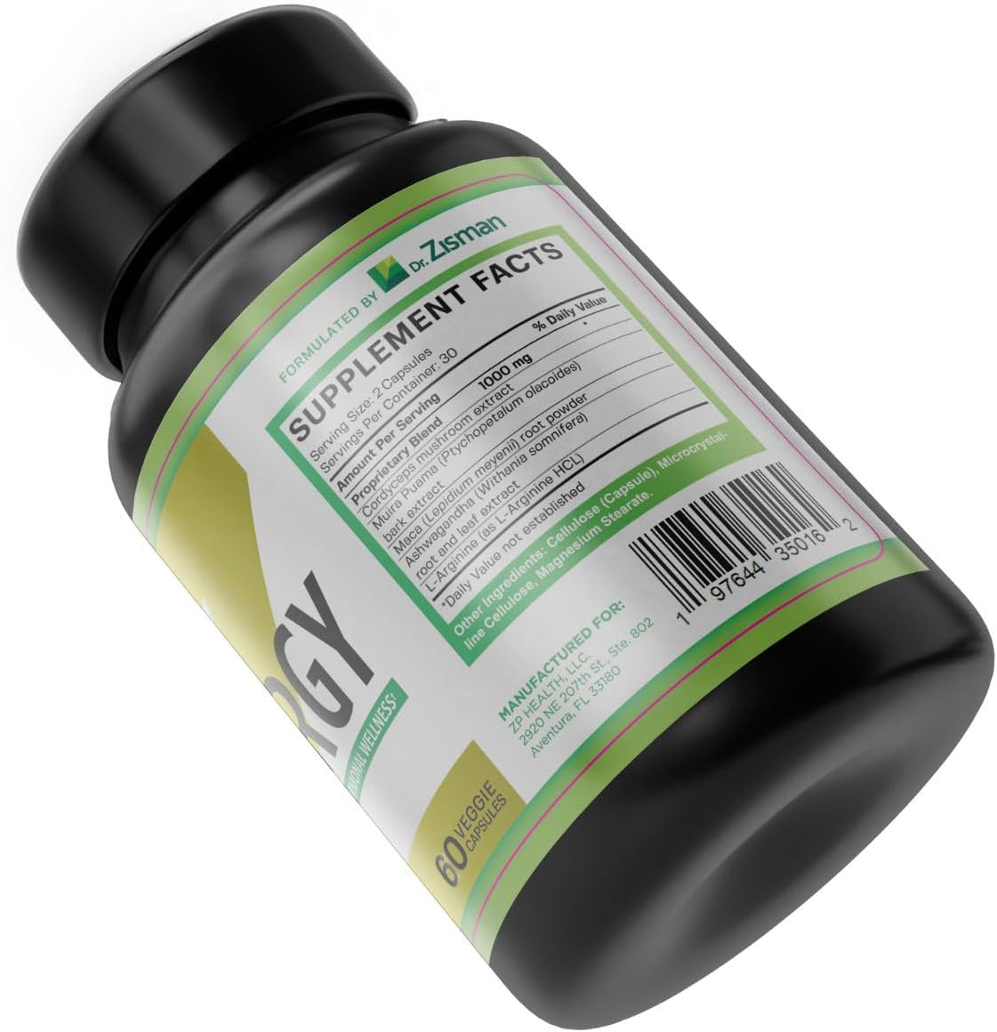 Dr. Zisman ZT Slimming Tea & ZINERGY Natural Energy Booster - All-Natural Capsules for Men and Women - Boost Energy & Vitality - 60 Capsules