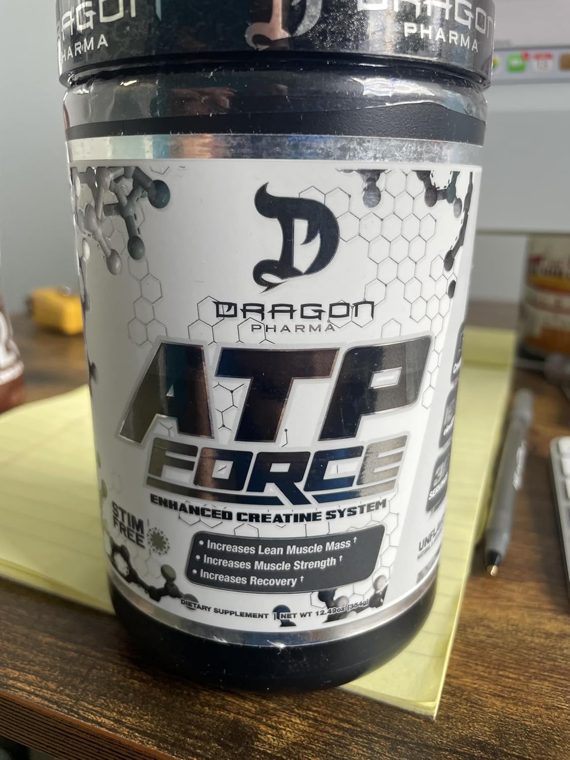Dragon Pharma ATP Force Enhanced Creatine System - 5g CreaPure, Stim-Free, Boosts Muscle Mass & Recovery, Enhances Blood Flow - 30 Servings